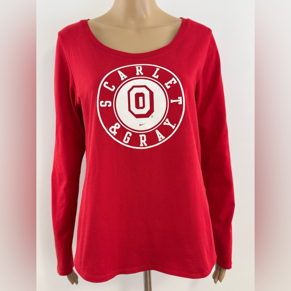 Nike Women’s Ohio State Scarlett & Gray Athletic Cut, Long Sleeve, Size Large